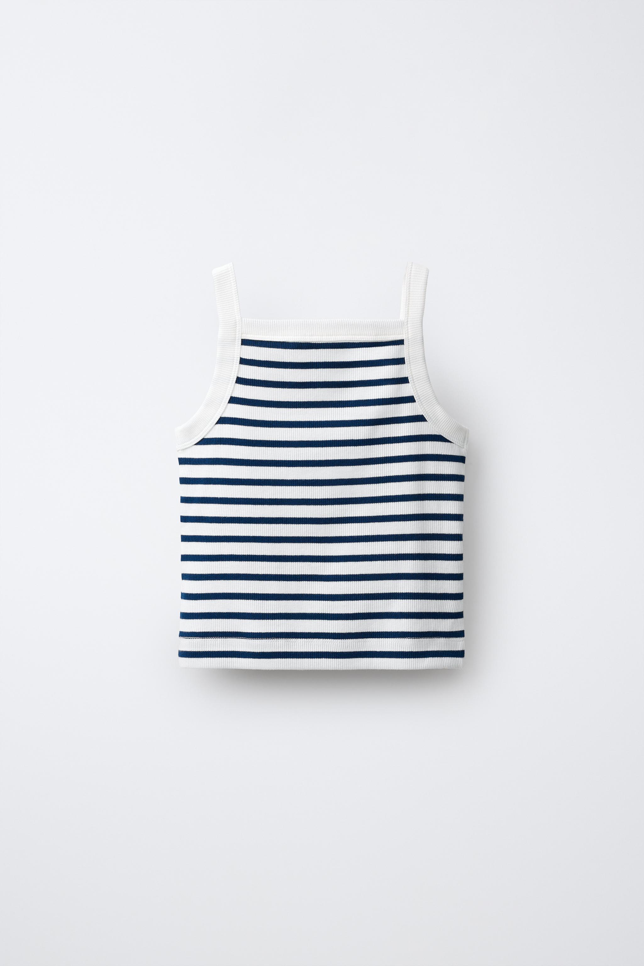 STRIPED RIBBED TANK TOP — Striped