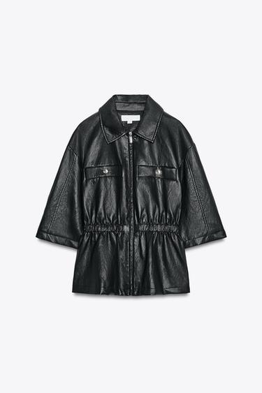 FAUX LEATHER BLAZER - Black by Zara - Image 4