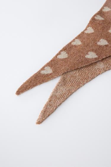 TRIANGULAR KNITTED HEART SCARF - Pink marl by Zara - Image 1