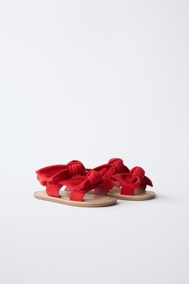 SANDALS WITH BOWS - Red by Zara - Image 1
