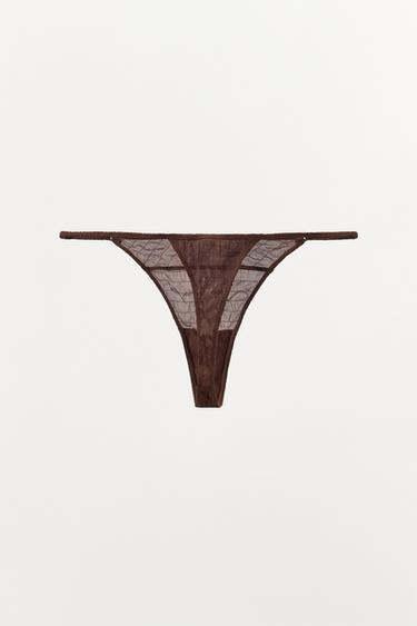 LIMITED EDITION TEXTURED SILK THONG - Brown by Zara - Image 4