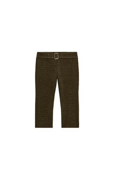 PANTALÓN CAPRI PANA CINTURÓN - Oliva oscuro de Zara