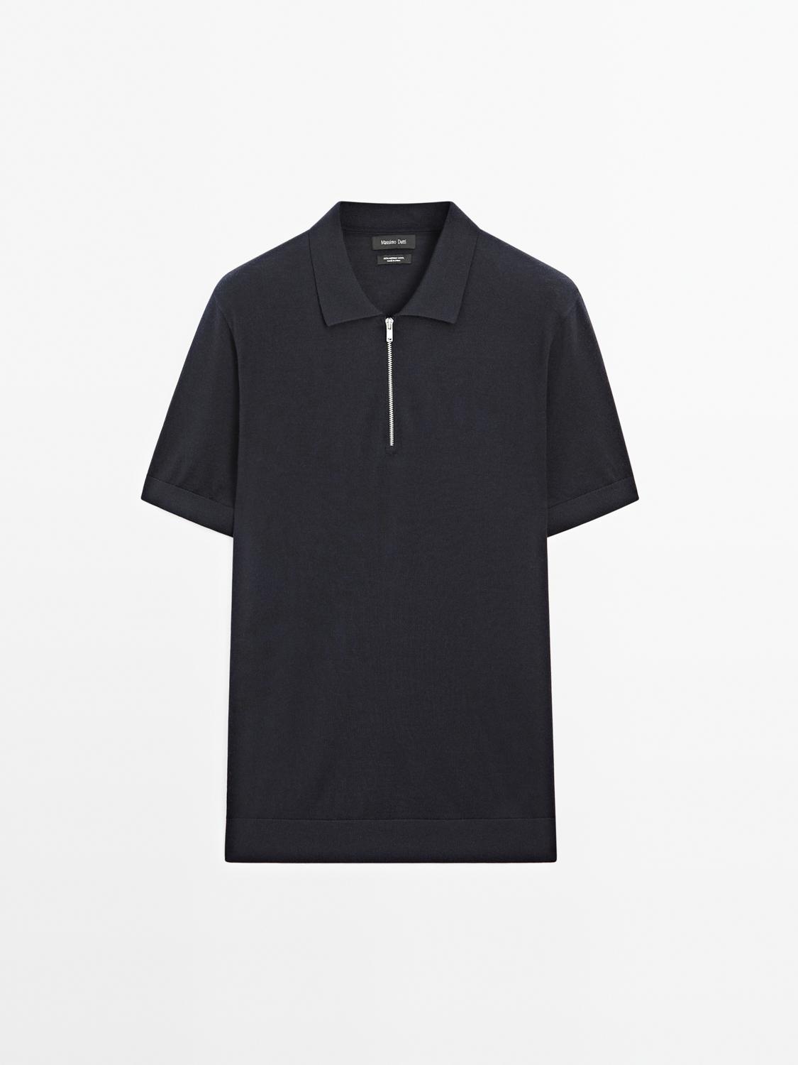 Polo en maille à col zippé