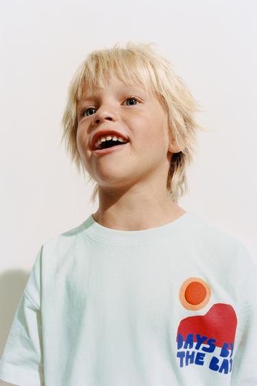 T-SHIRT GARMENT DYE ESTAMPADA - Turquesa da Zara