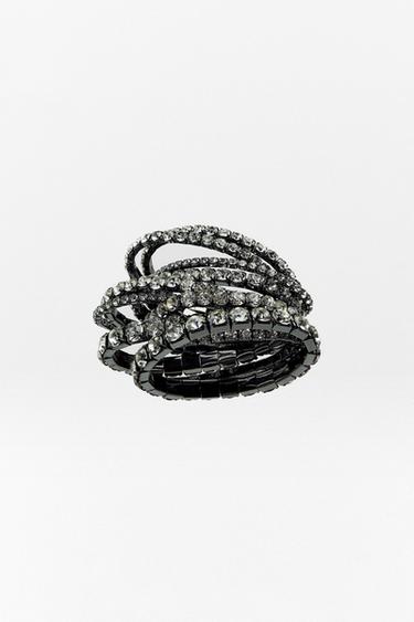 LOT DE BRACELETS ÉLASTIQUES AVEC BIJOUX - Gris anthracite de Zara