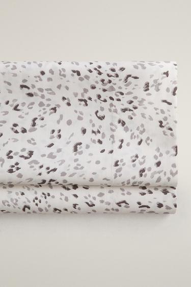 ANIMAL PRINT COTTON SATEEN FLAT SHEET (300 THREAD COUNT) - Ecru Zara