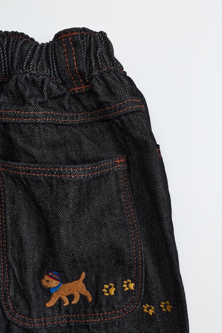 Jeans baggy bordado perros