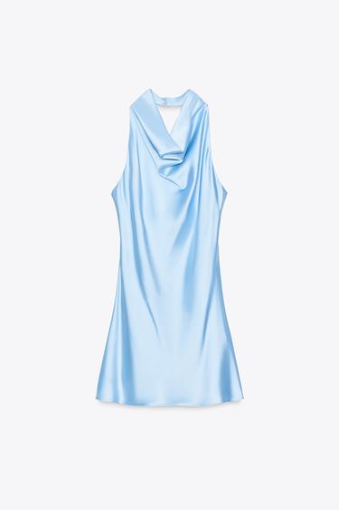 VESTIDO CORTO SATINADO - Azul pastel de Zara