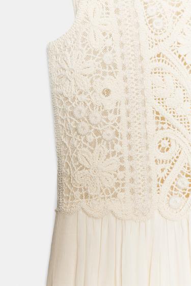ROBE MI-LONGUE BRODÉE ZW COLLECTION - Écru de Zara - Image 7