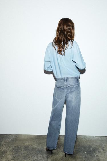 JEAN TRF COURT COUTURES DÉCALÉES TAILLE BASSE - Bleu de Zara - Image 4