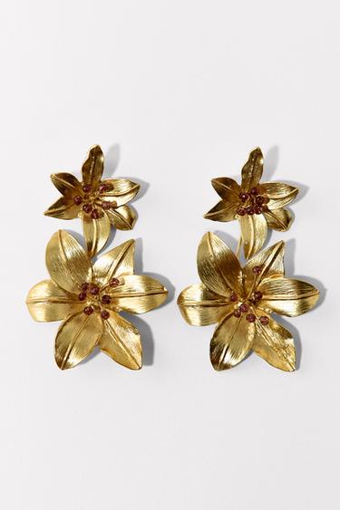 BOUCLES D'OREILLES FLEURS - Doré de Zara