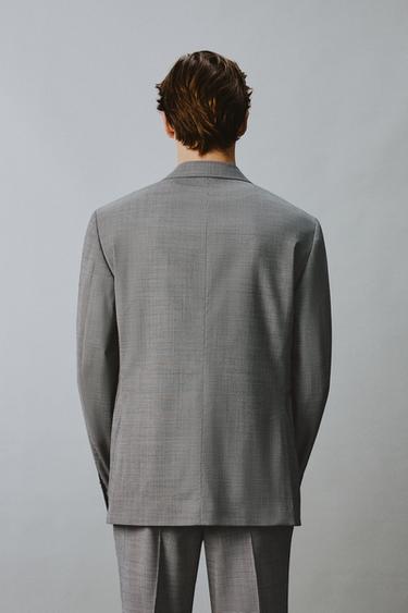 CHECK WOOL BLEND SUIT BLAZER - Black / White by Zara - Image 2