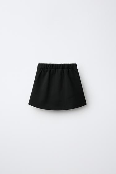 PONTE KNIT BUTTON SKIRT — Black 2