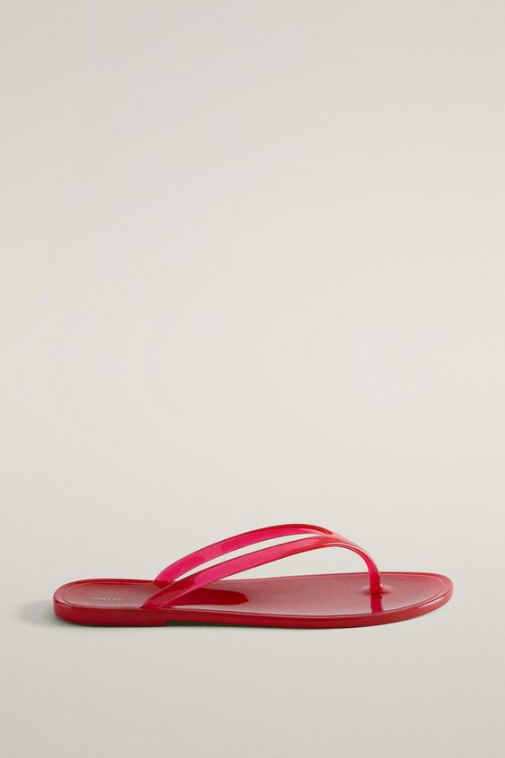 Zara RAVNE JELLY SANDALE – Crvena – Slika 0