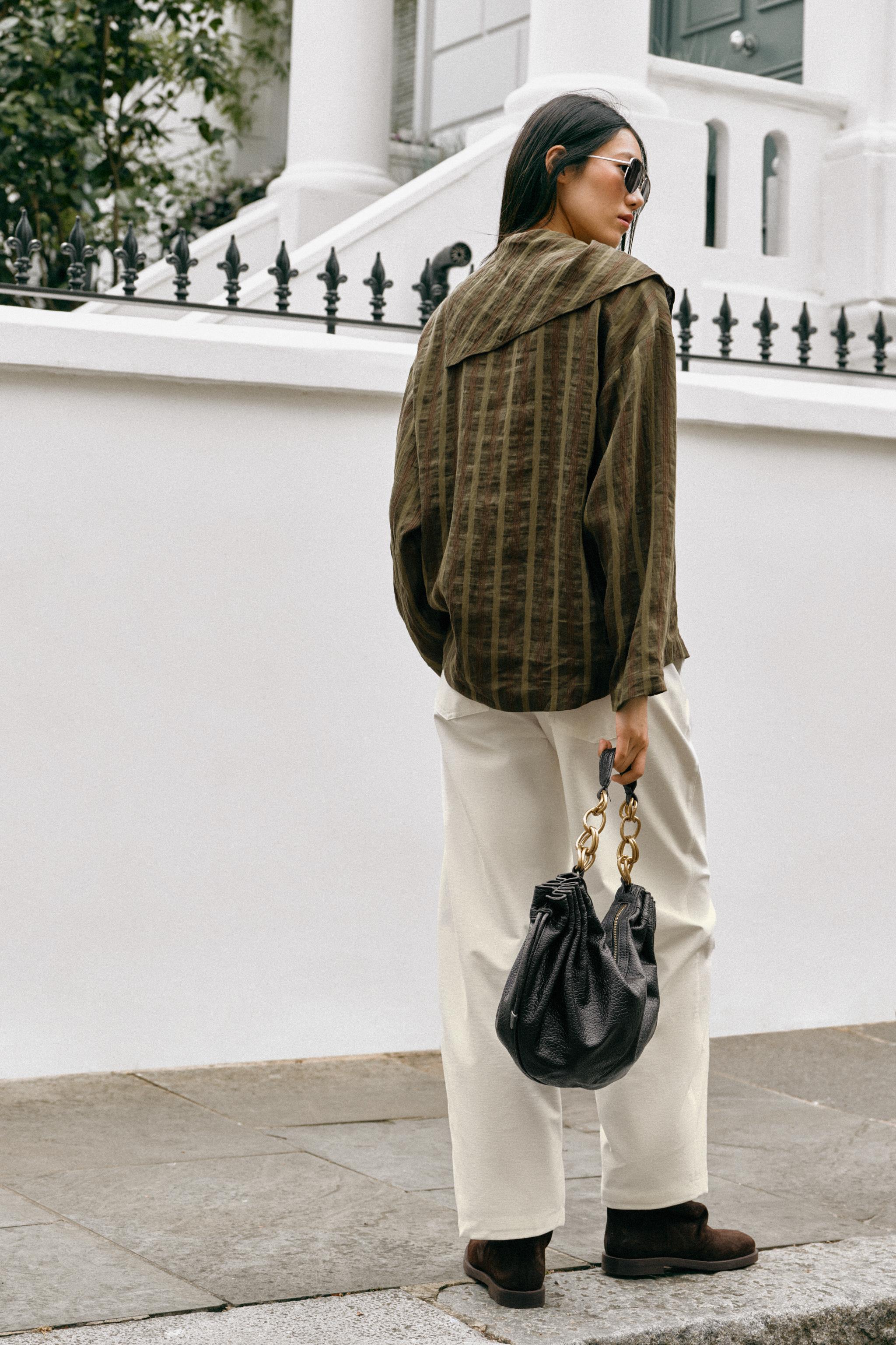 Женские рубашки Zara STRIPED WRAP SHIRT — фото 6