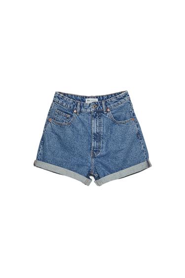 MOM FIT DENIM SHORTS TRF
