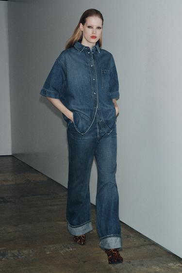 ZW COLLECTION SHORT SLEEVE DENIM SHIRT - Mid-blue by Zara - Image 0