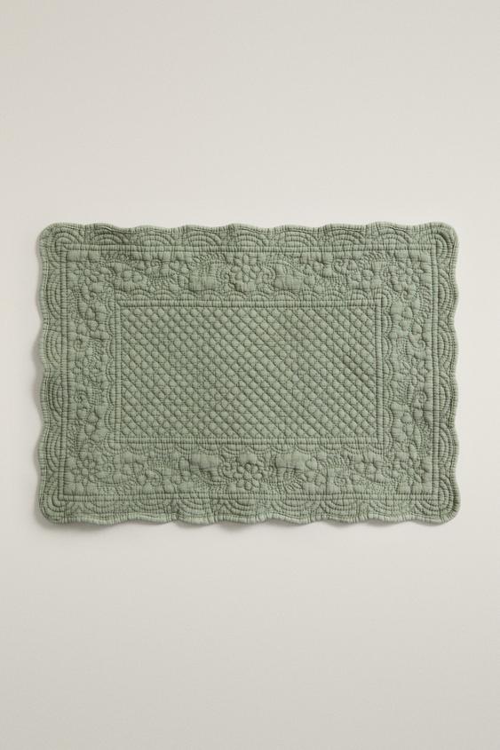 FLORAL QUILTED PLACEMAT - Green / Blue by Zara - Image 0