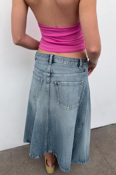JUPE EN JEAN TRF ASYMÉTRIQUE - Bleu de Zara