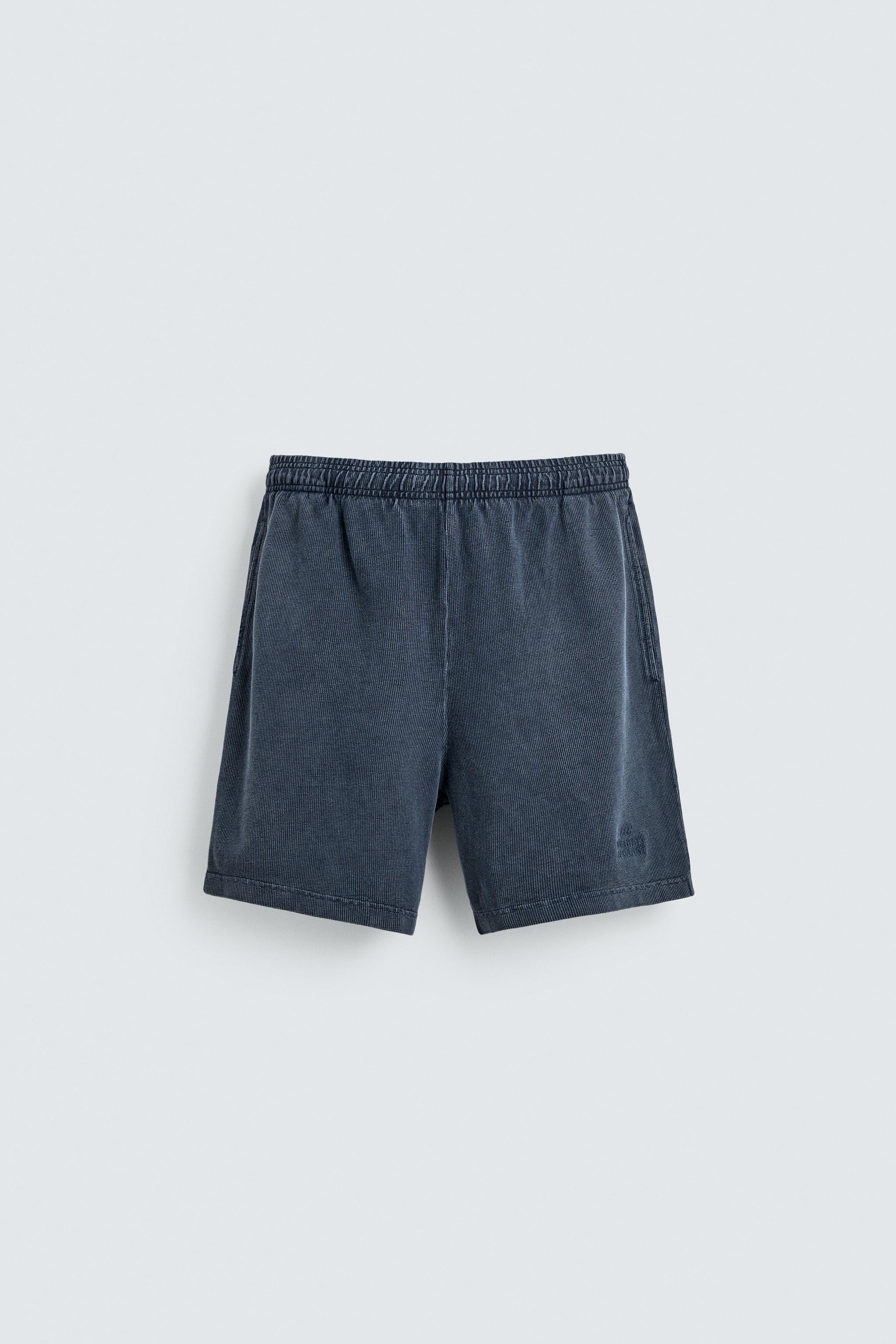 ウォッシュドワッフルテクスチャーバミューダパンツ - ブルー | ZARA