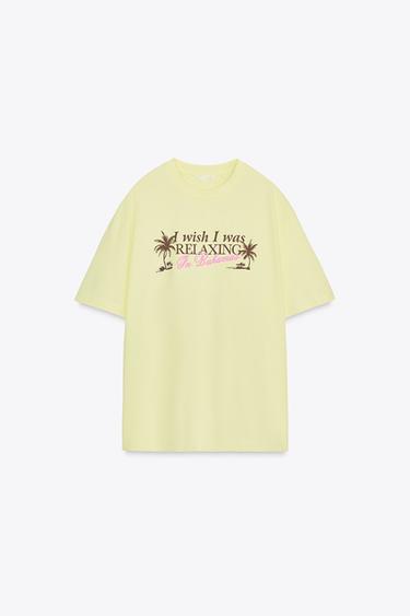 CAMISETA ESTAMPADA TEXTO - Amarillo de Zara