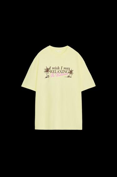 SLOGAN PRINT T-SHIRT - Yellow by Zara