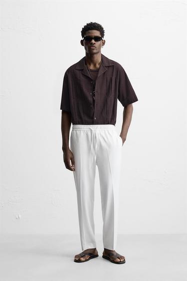 COMFORT FIT JOGGER WAIST TROUSERS - Oyster-white by Zara