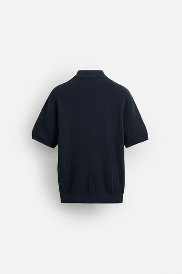 POLO MAILLE STRUCTURE VERTICALE - Bleu marine de Zara - Image 6