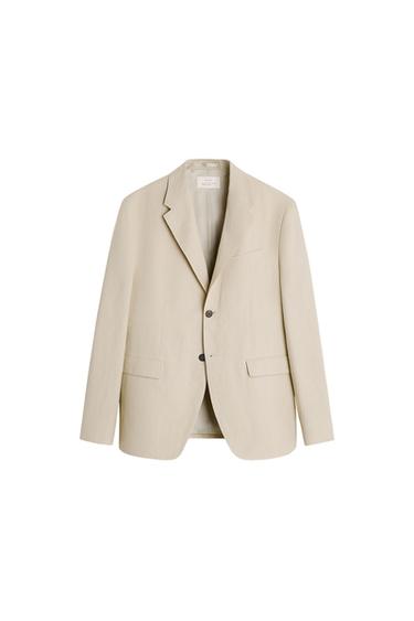 100% LINEN SUIT BLAZER - Sand by Zara