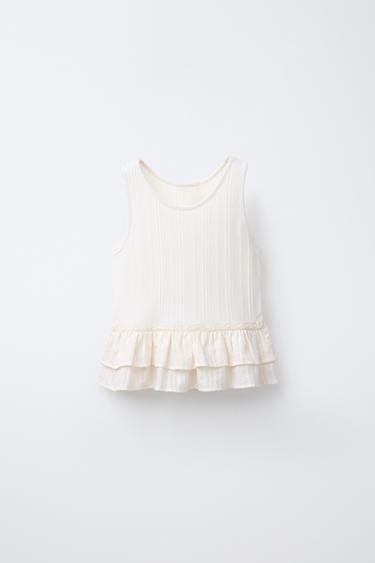LACE-TRIMMED CAMISOLE TOP - Ecru by Zara - Image 0