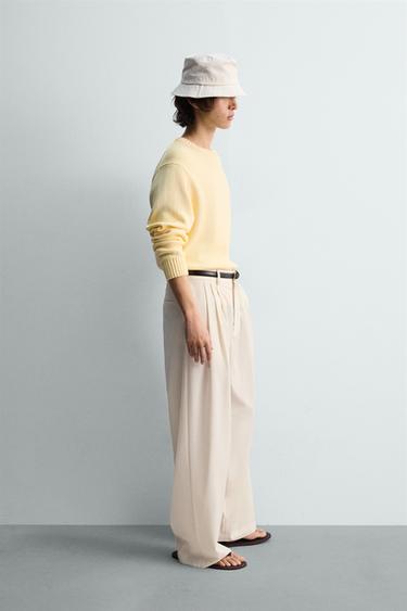 PULL STRUCTURÉ EN COTON - Jaune de Zara - Image 3
