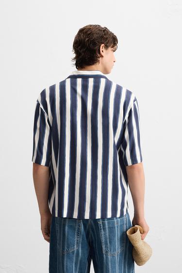 CHEMISE RAYURES VISCOSE - Bleu marine / Blanc de Zara - Image 2