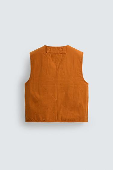 WASHED TOPSTITCHED WAISTCOAT - Orange by Zara - Image 9