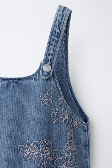 DENIM DRESS WITH EMBROIDERED FLOWERS - Blue by Zara - Image 2