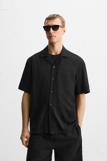 GEOMETRIC JACQUARD SHIRT - Black by Zara
