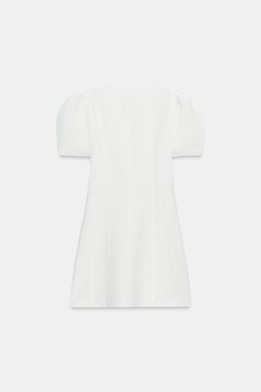 ROBE COURTE À MANCHES BOUFFANTES - Blanc cassé de Zara - Image 6