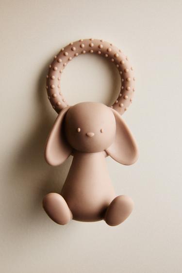 RABBIT SILICONE BABY TEETHER - Brown by Zara