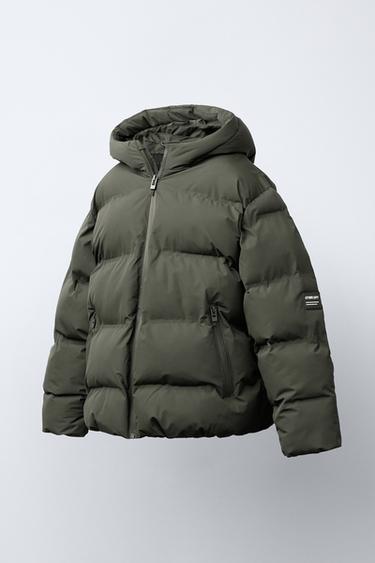 PIKOWANY PŁASZCZ Z NASZYWKĄ WATER REPELLENT - Khaki o jasnym odcieniu Zara