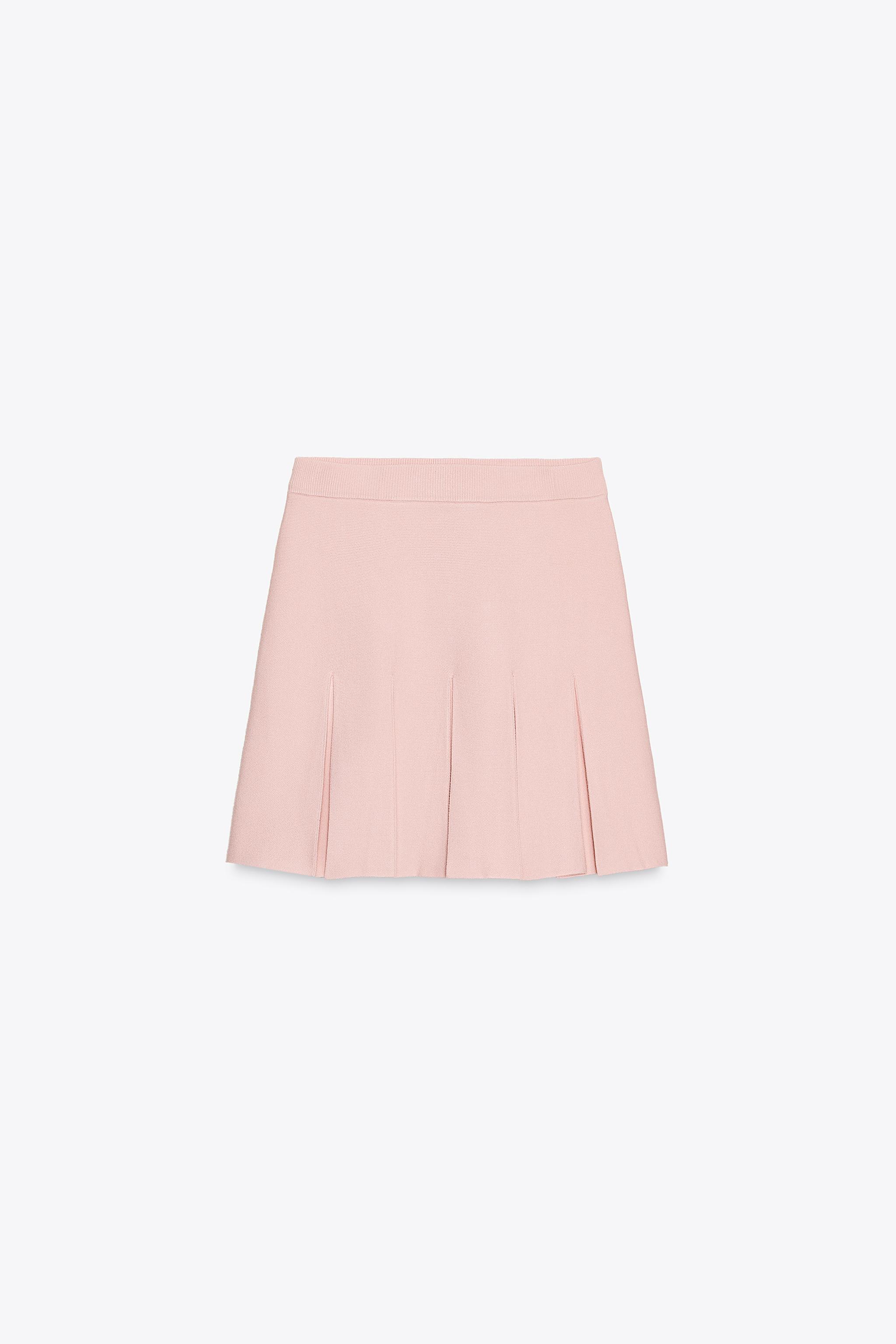 BOX PLEAT KNIT MINI SKIRT - Pastel pink | ZARA United States