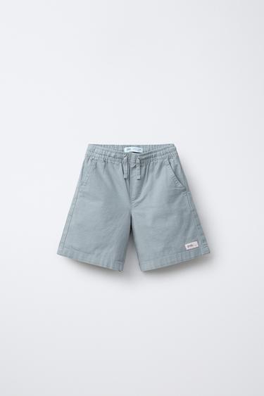 BERMUDASHORTS AUS BAUMWOLLE MIT ETIKETTDETAIL - Hellblau von Zara