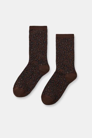 ANIMAL PRINT SOCKS - Brown by Zara
