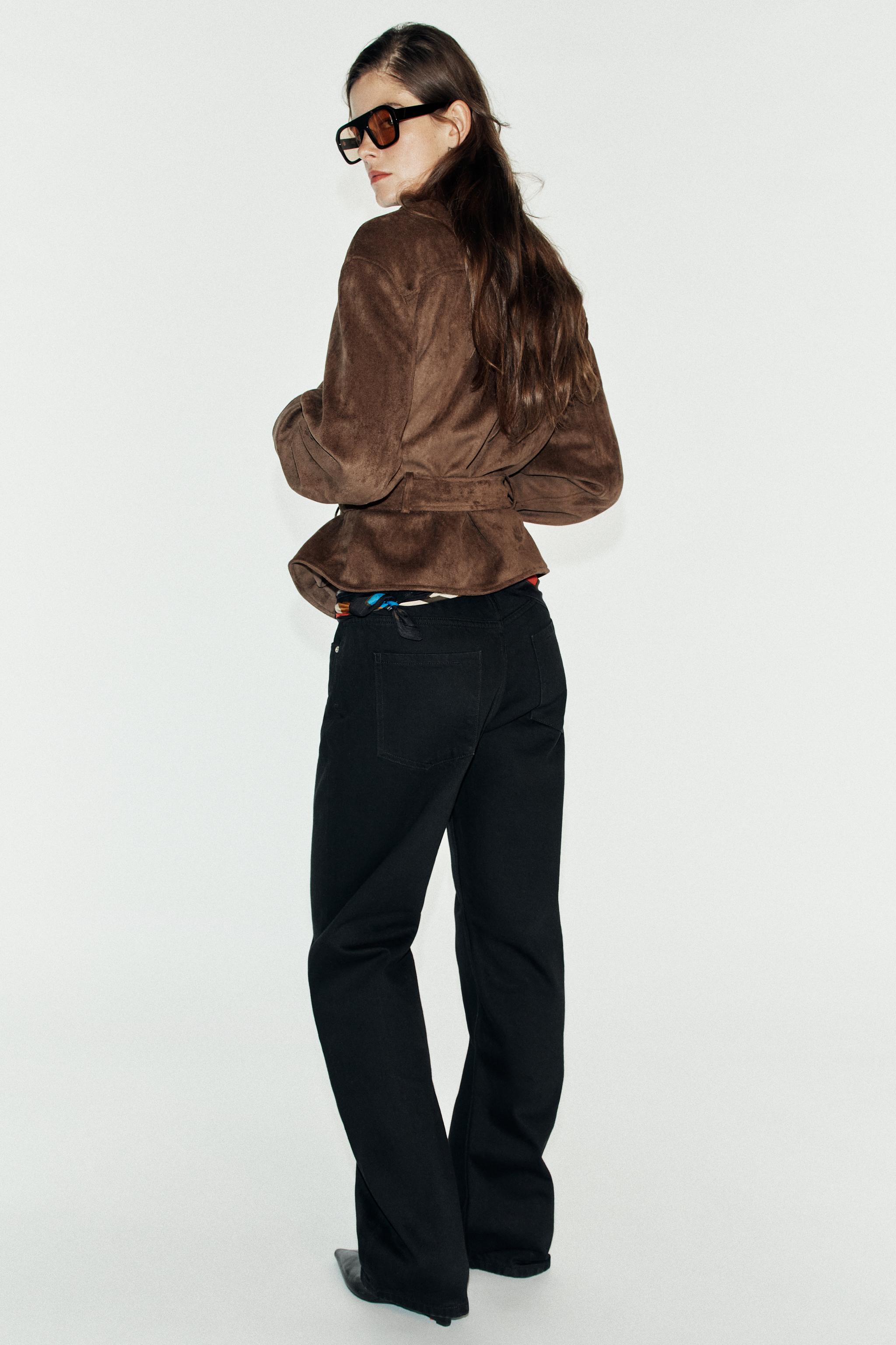 Женские куртки Zara FAUX SUEDE BELTED JACKET — фото 5