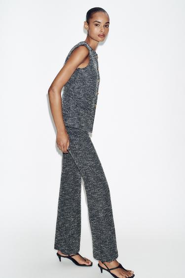 TEXTURED BUTTONED WAISTCOAT TOP - Black / White by Zara - Image 3