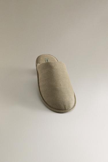 LINEN SLIPPERS - Green by Zara - Image 4
