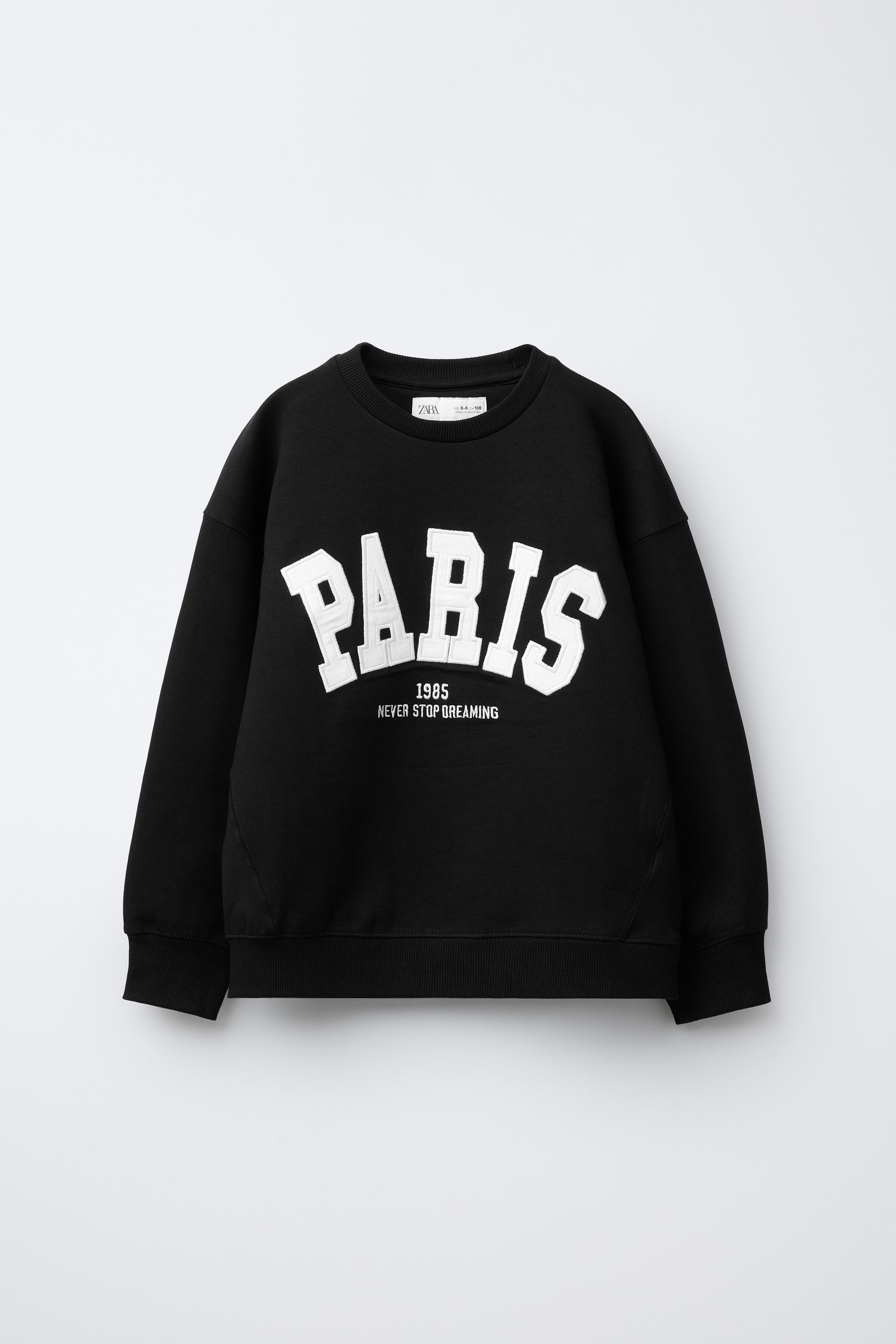 PARIS SLOGAN SWEATSHIRT - Black | ZARA Australia
