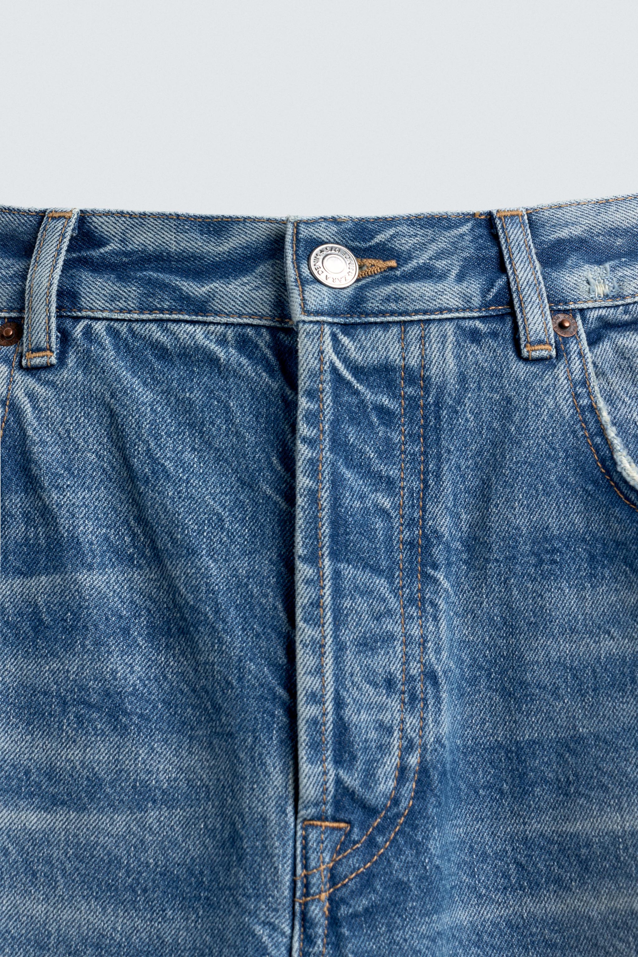 ダメージ加工リラックスフィットジーンズ - ブルー | ZARA Japan / 日本