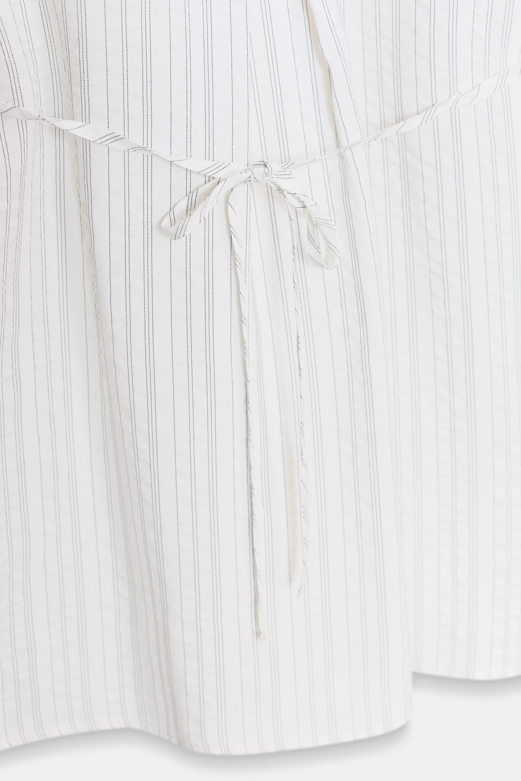 LONG STRIPED BELTED SHIRT
