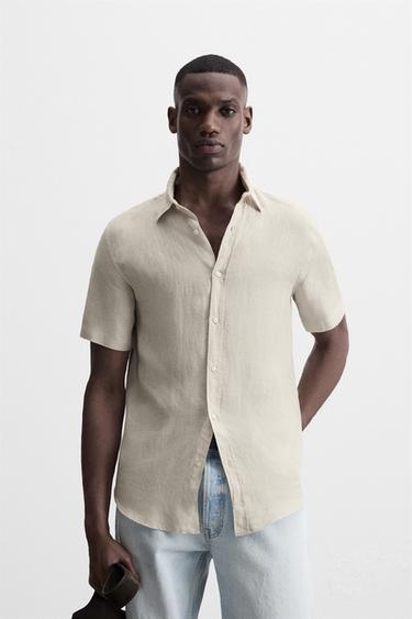 100% LINEN SHIRT - Light beige by Zara