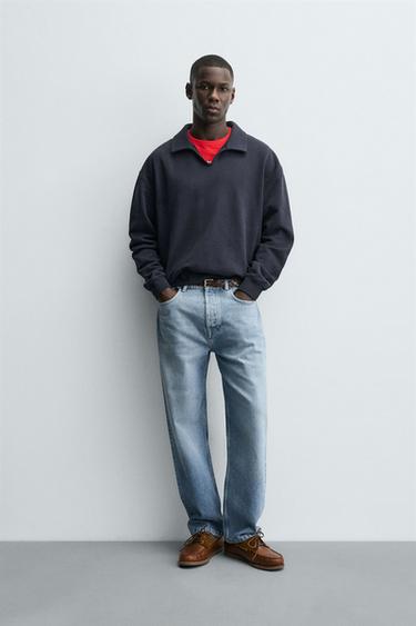 SWEAT POLO COTON - Bleu marine de Zara