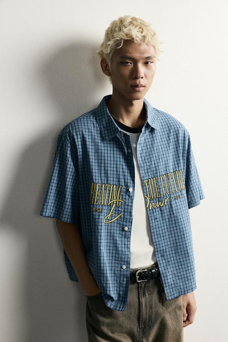 Camisa relaxed fit cuadros cremallera